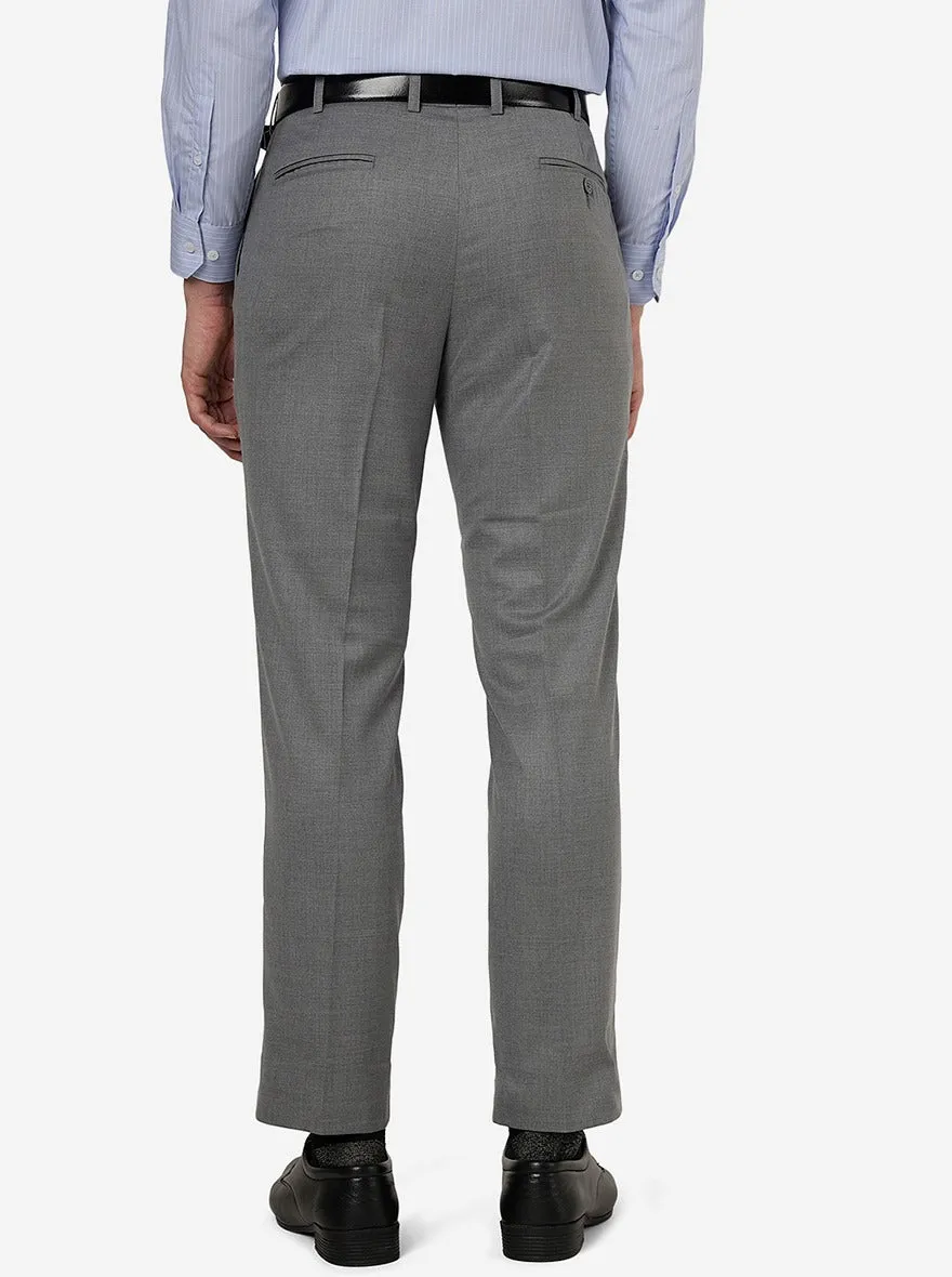 Grey Solid Classic Fit Formal Trouser | JadeBlue