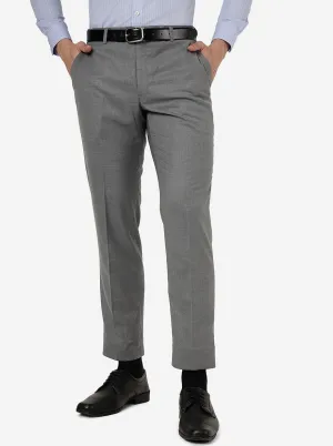 Grey Solid Classic Fit Formal Trouser | JadeBlue