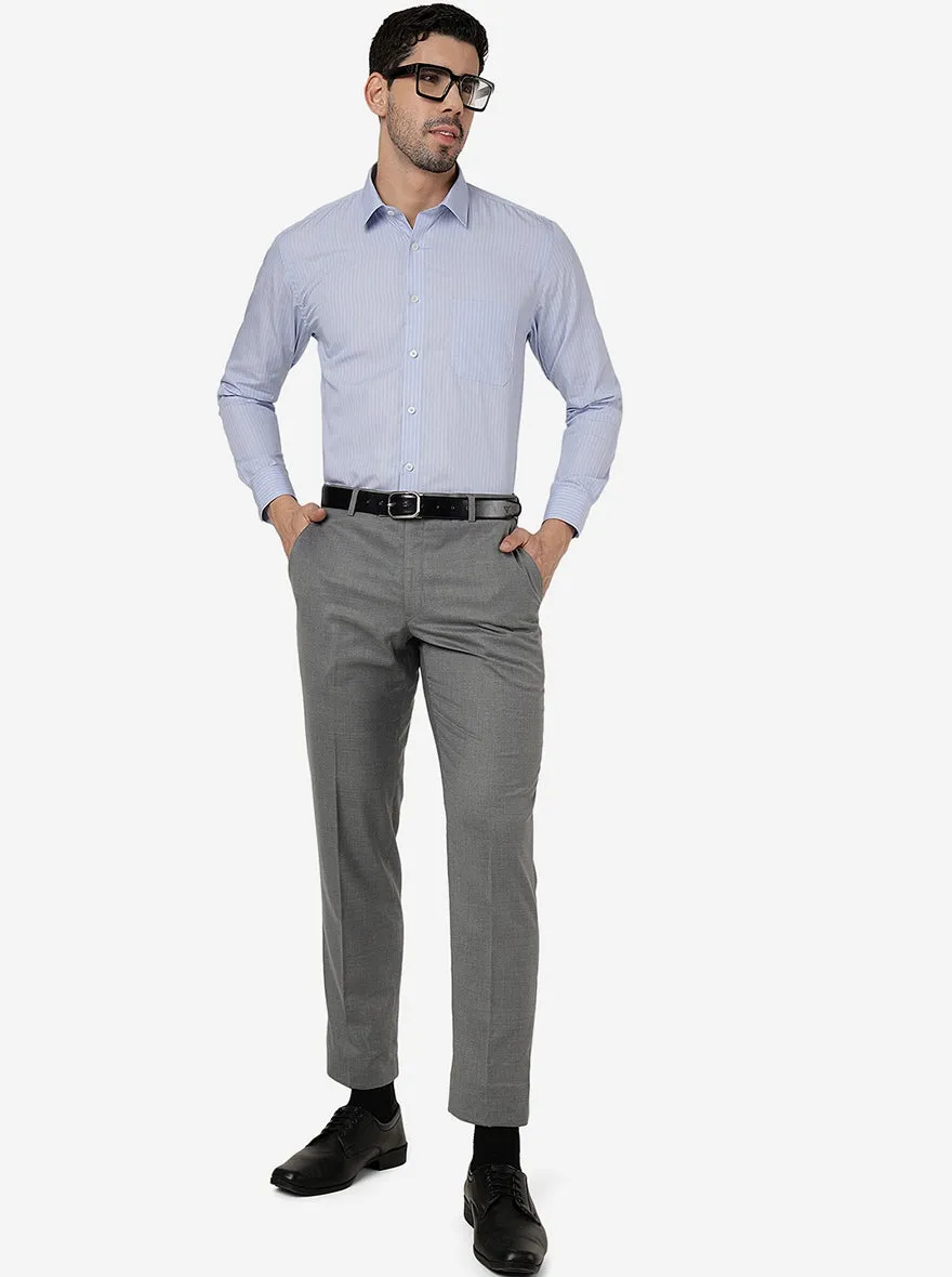 Grey Solid Classic Fit Formal Trouser | JadeBlue