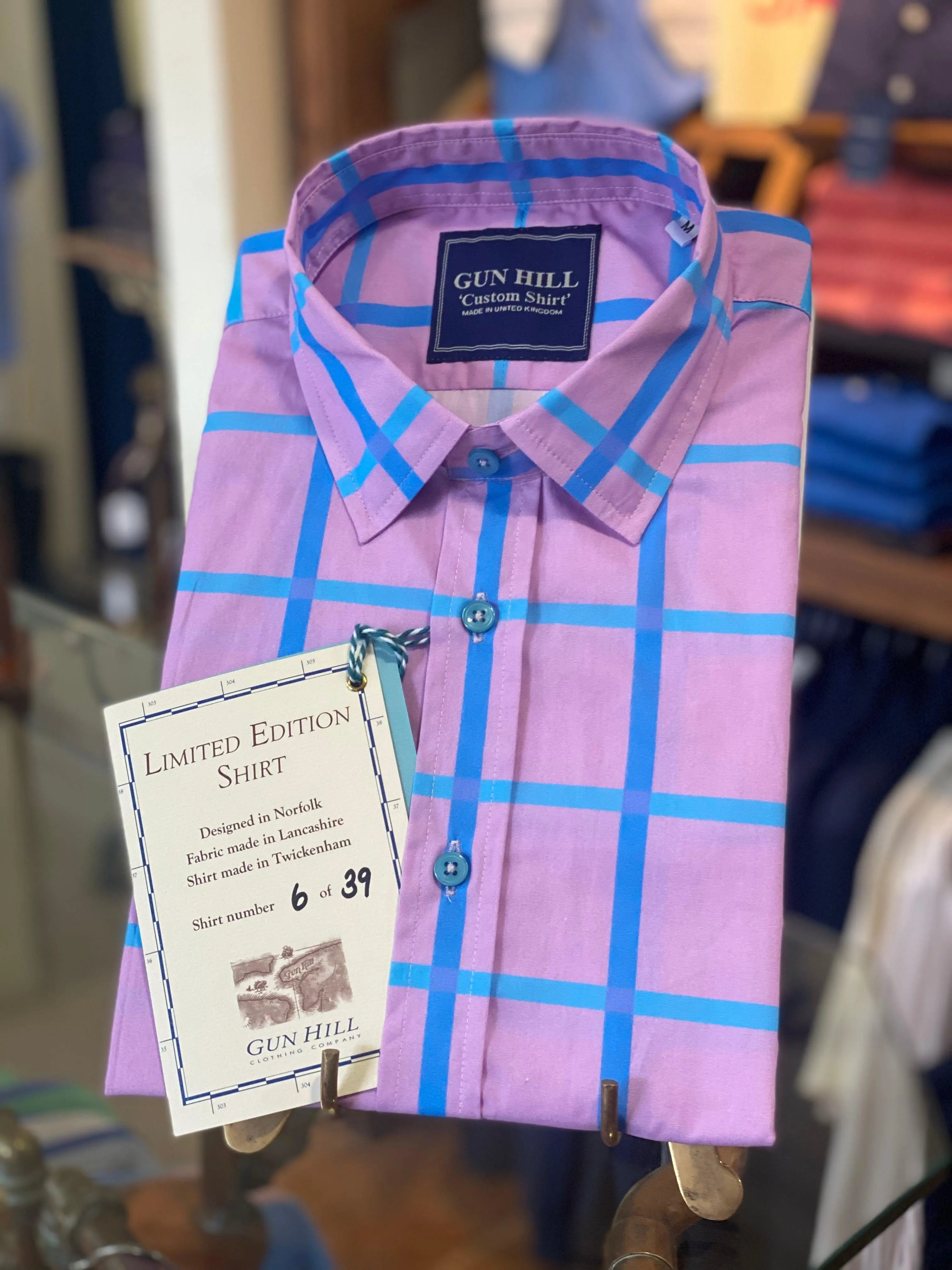 Gun Hill Mens Churchill shirt - Blue/ Pink check