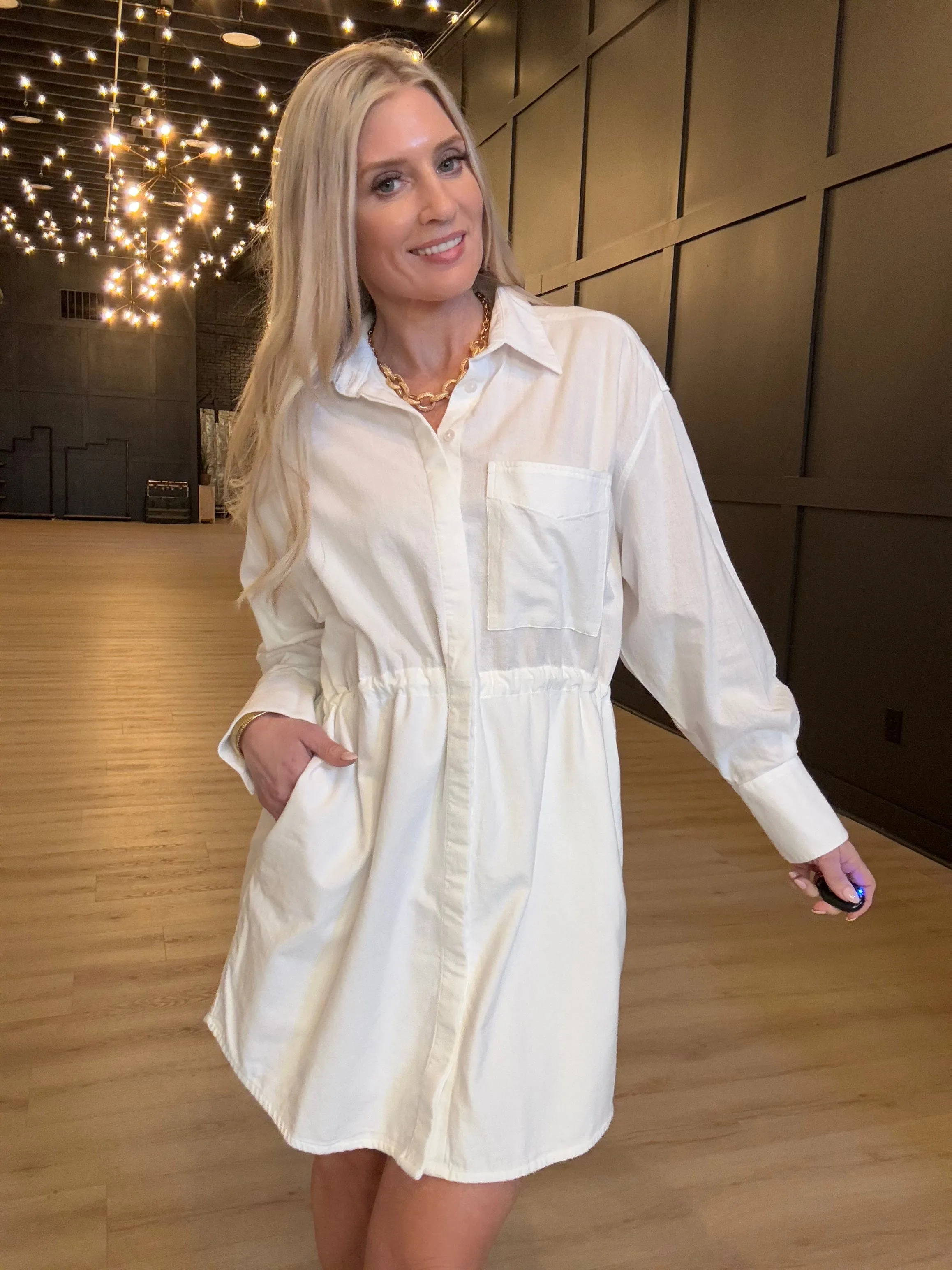 Hancock Houston Mini Dress In Tocuyo White