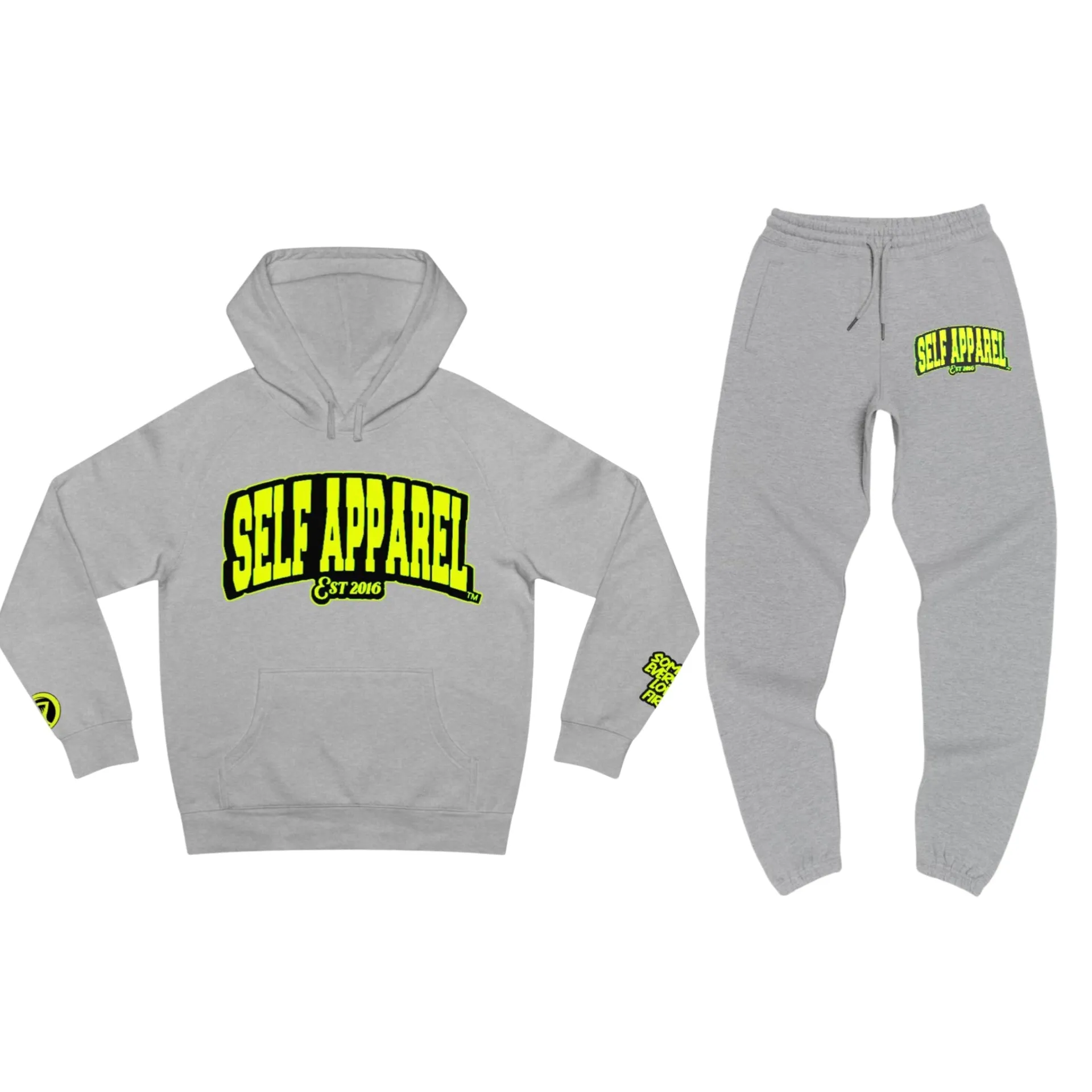 Heather Gray Black and Light Lime Green Sweatsuit
