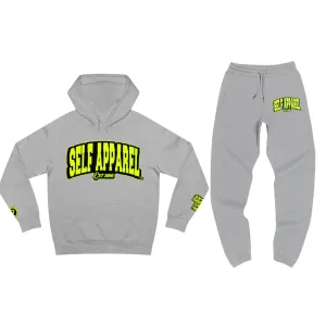 Heather Gray Black and Light Lime Green Sweatsuit