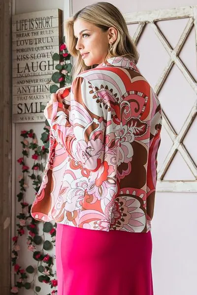 Heimish Full Size Shawl Floral Open Blazers