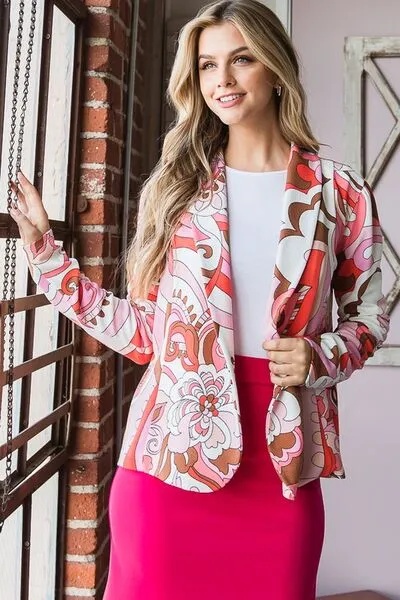 Heimish Full Size Shawl Floral Open Blazers