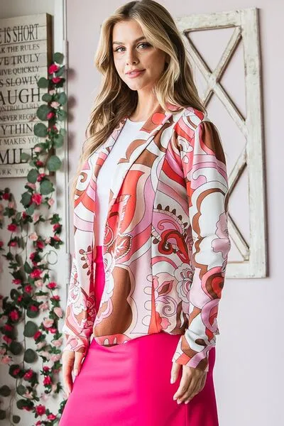 Heimish Full Size Shawl Floral Open Blazers