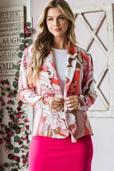 Heimish Full Size Shawl Floral Open Blazers