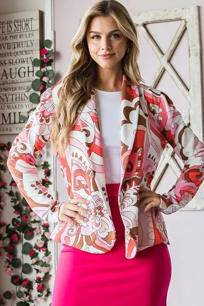Heimish Full Size Shawl Floral Open Blazers