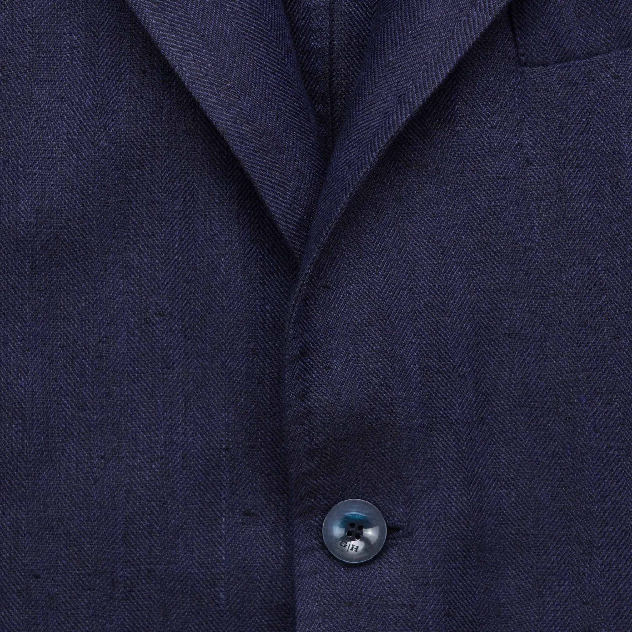 Hemp & Linen Herringbone Summer Jacket in Navy