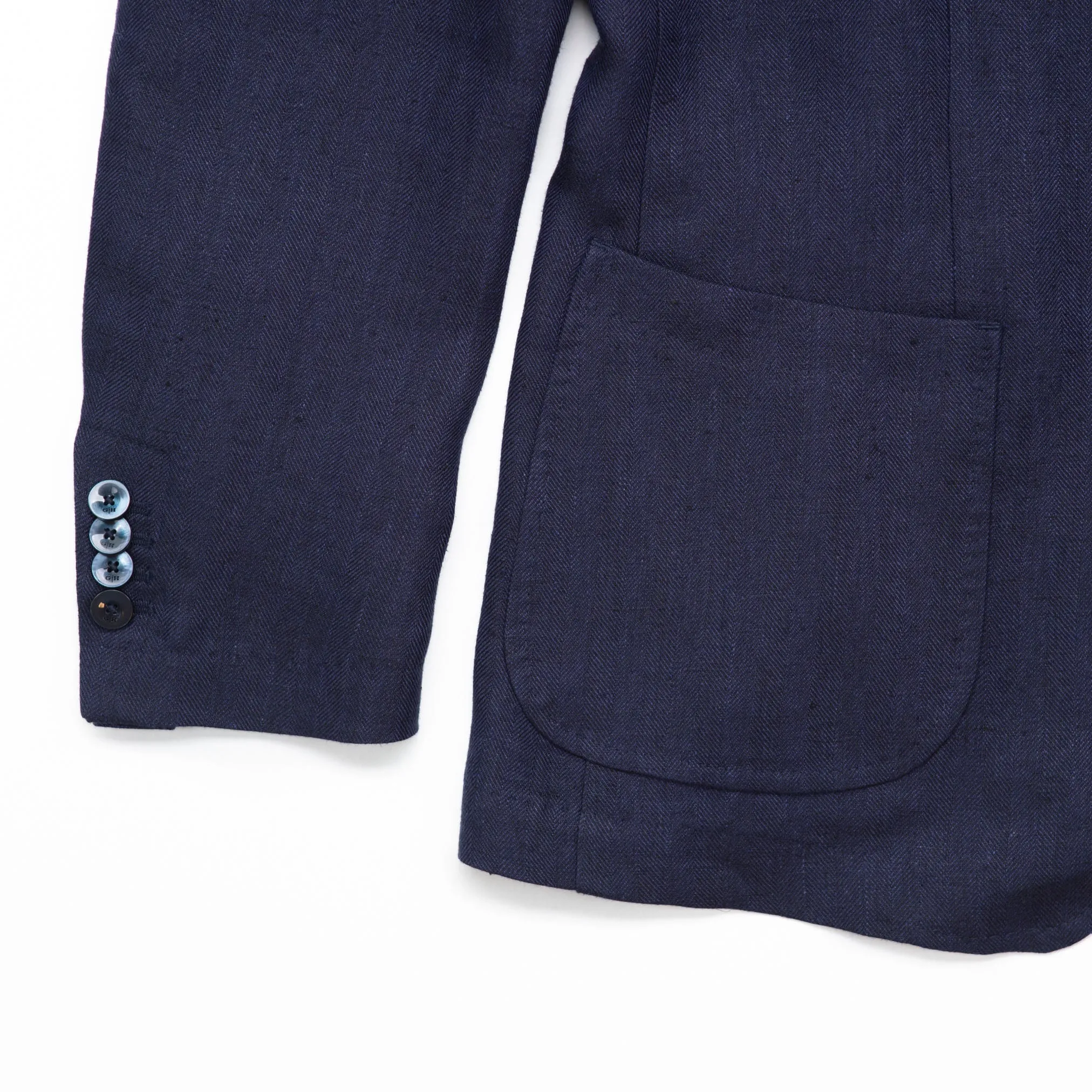 Hemp & Linen Herringbone Summer Jacket in Navy