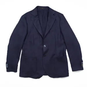 Hemp & Linen Herringbone Summer Jacket in Navy