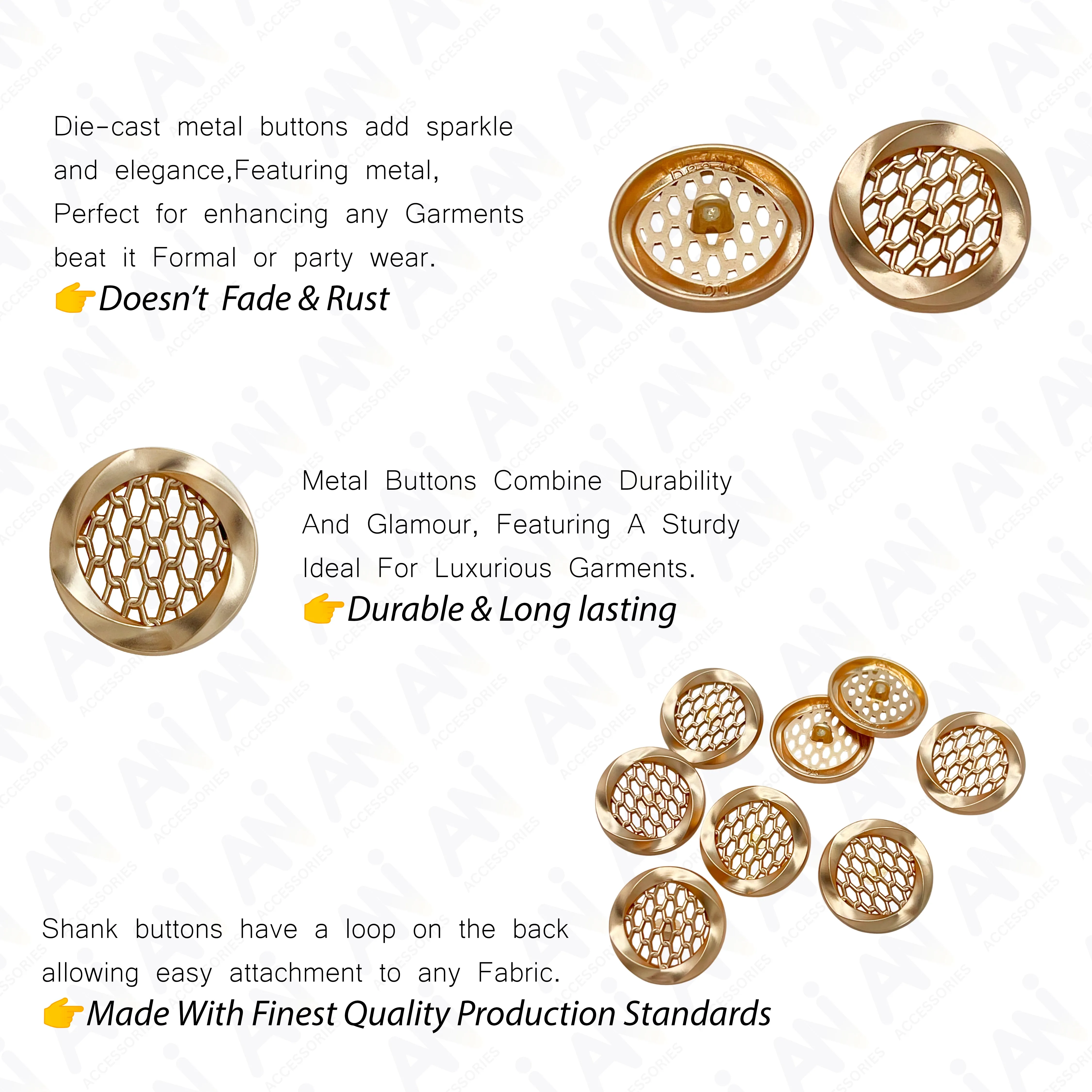 Honey Comb Metal Buttons
