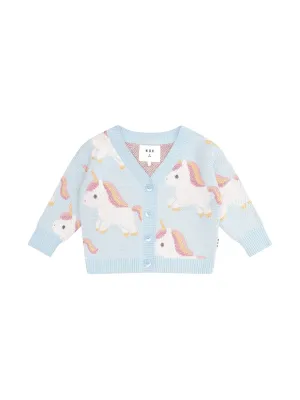 Huxbaby Unicorn Boxy Cardi Ice Water