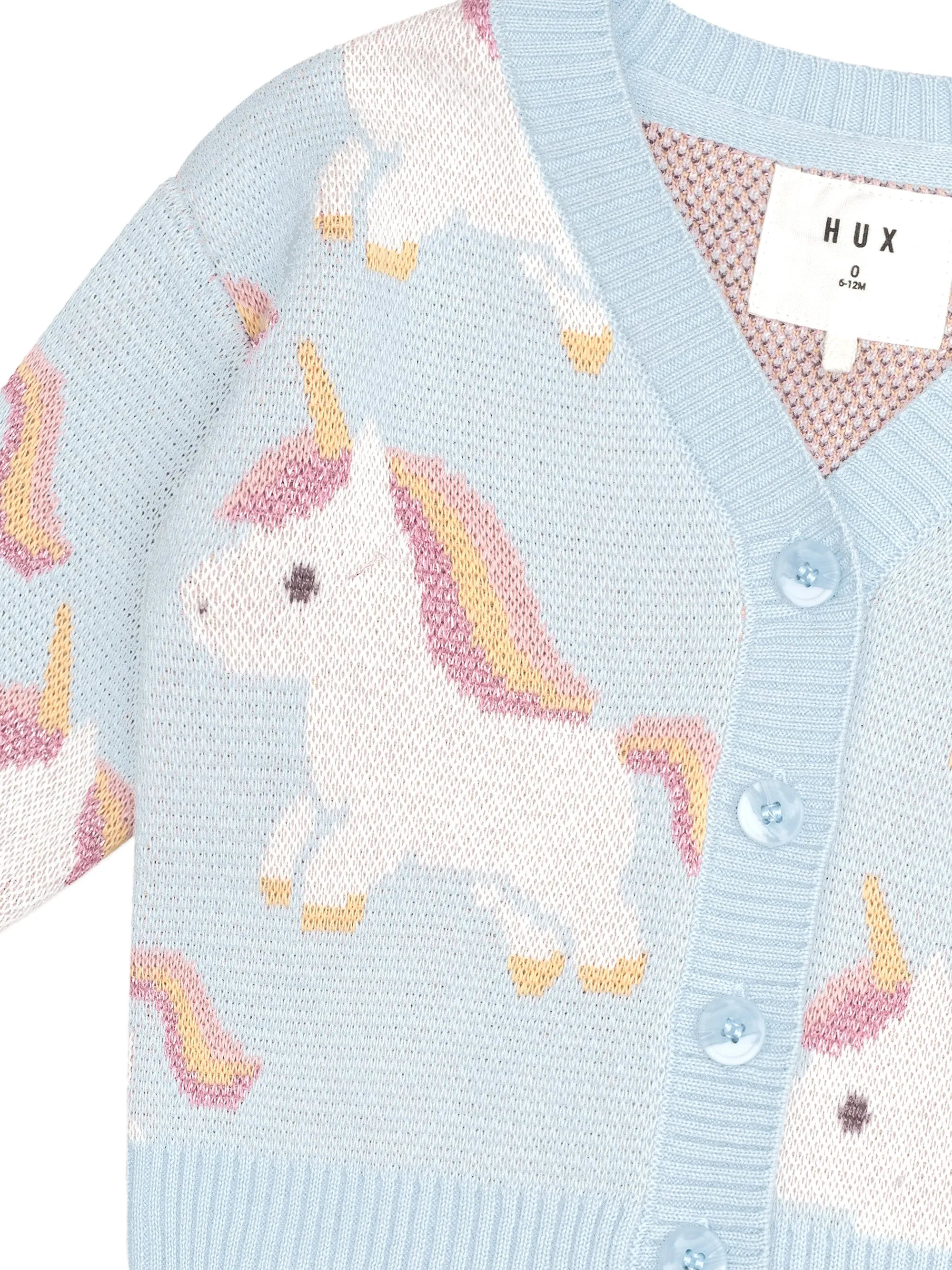 Huxbaby Unicorn Boxy Cardi Ice Water