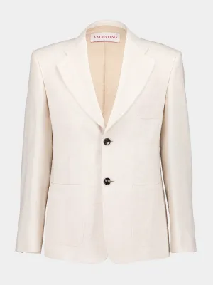 Ivory Linen Classic-Fit Blazer