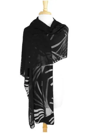 IVY Long and Wide Sheer Black Shawl Wrap Stole