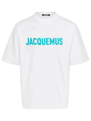 JACQUEMUS LE TYPO OVERSIZED TEE WHITE TURQUOISE