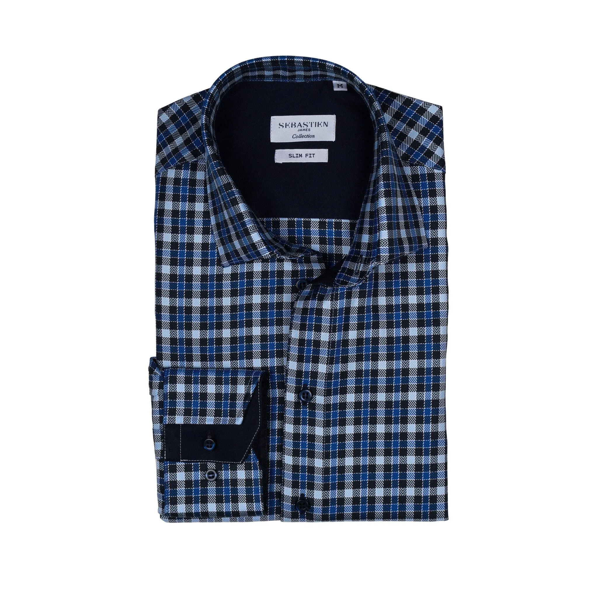 James cotton tailored fit shirt - blue check