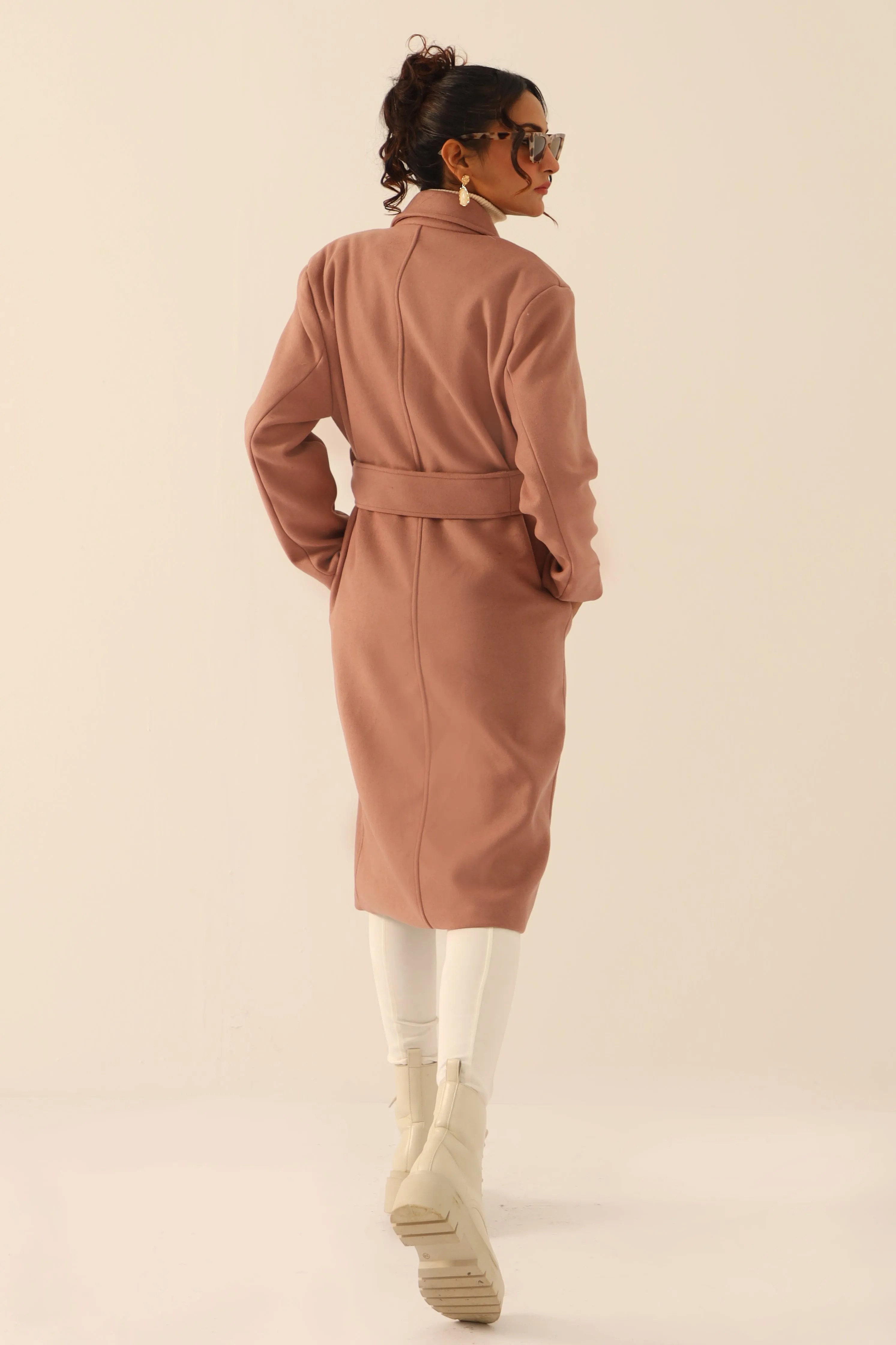 Julia Belted Long Coat Light Mauve