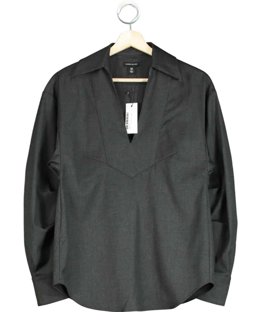 Karen Millen Grey Tailored Collared Long Sleeve Shirt UK 8