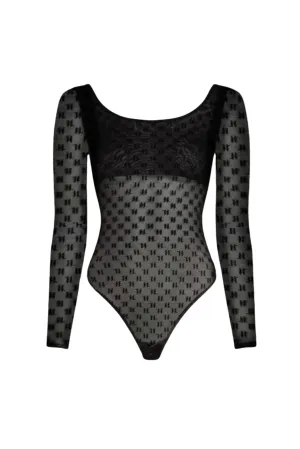Karl Lagerfeld - Bodystocking - Mesh black - Monogram mesh