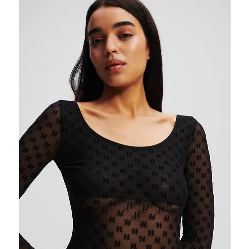 Karl Lagerfeld - Bodystocking - Mesh black - Monogram mesh