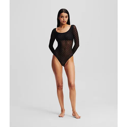 Karl Lagerfeld - Bodystocking - Mesh black - Monogram mesh