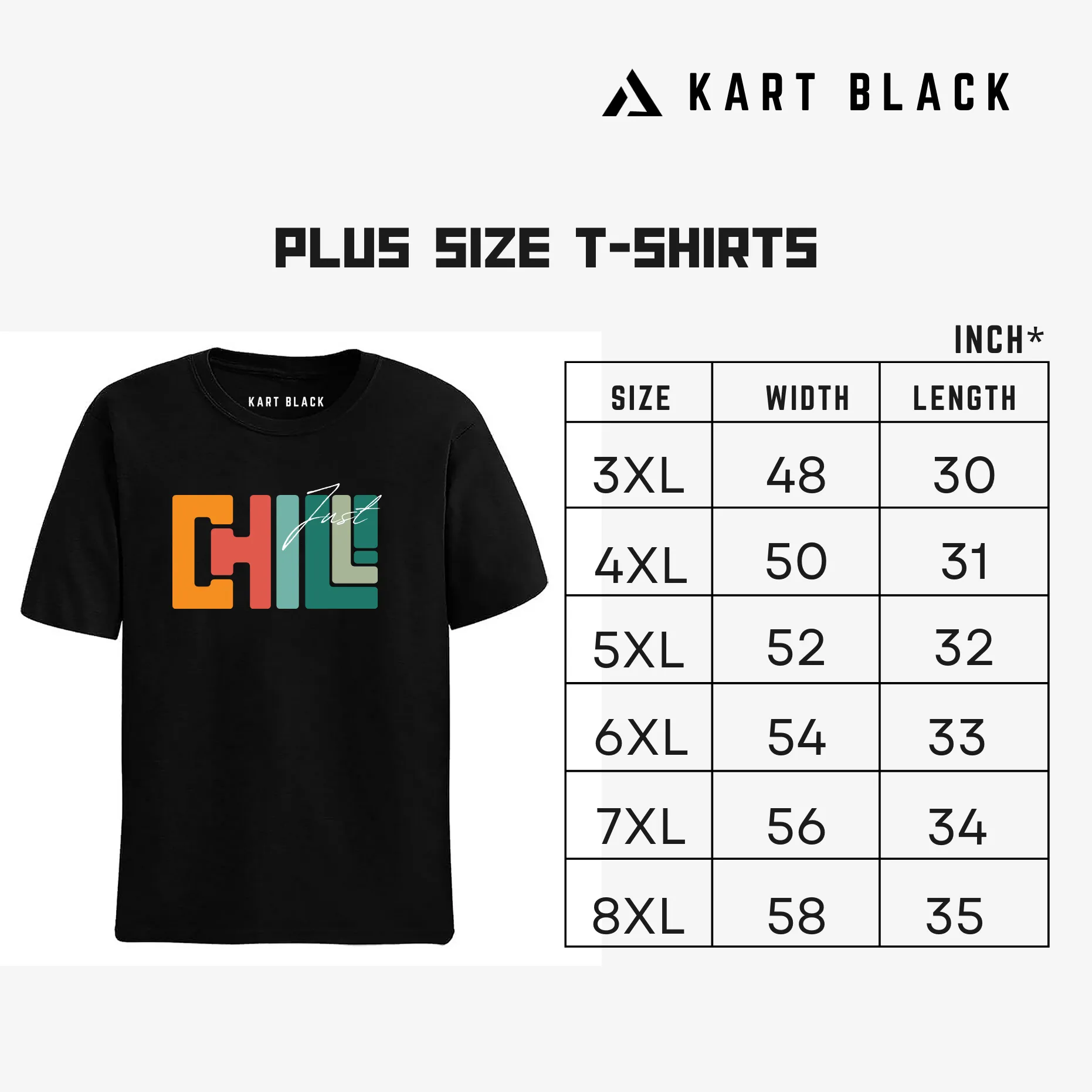 KART BLACK Men's Plus Size Be Savage Not Average Printed T-Shirts