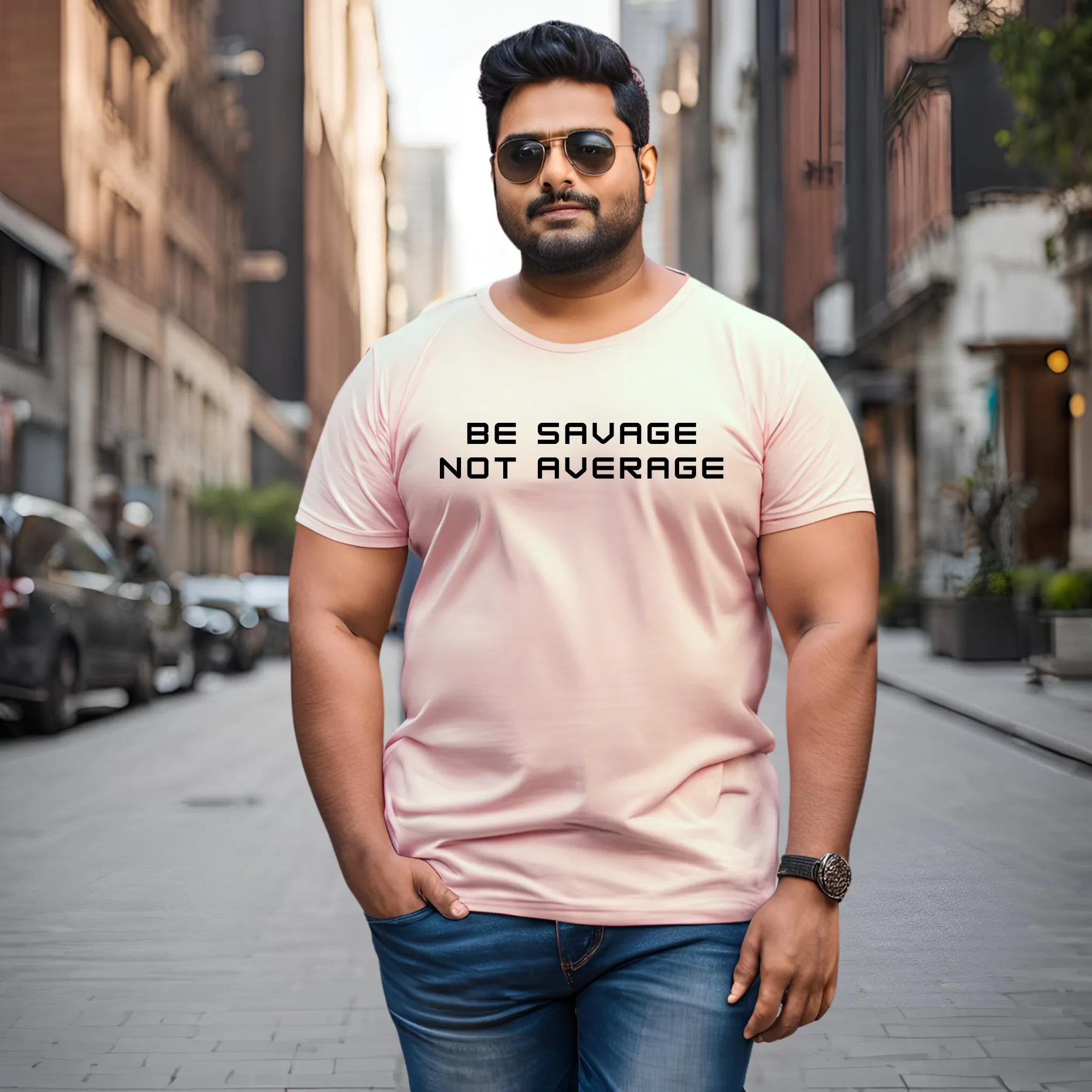 KART BLACK Men's Plus Size Be Savage Not Average Printed T-Shirts