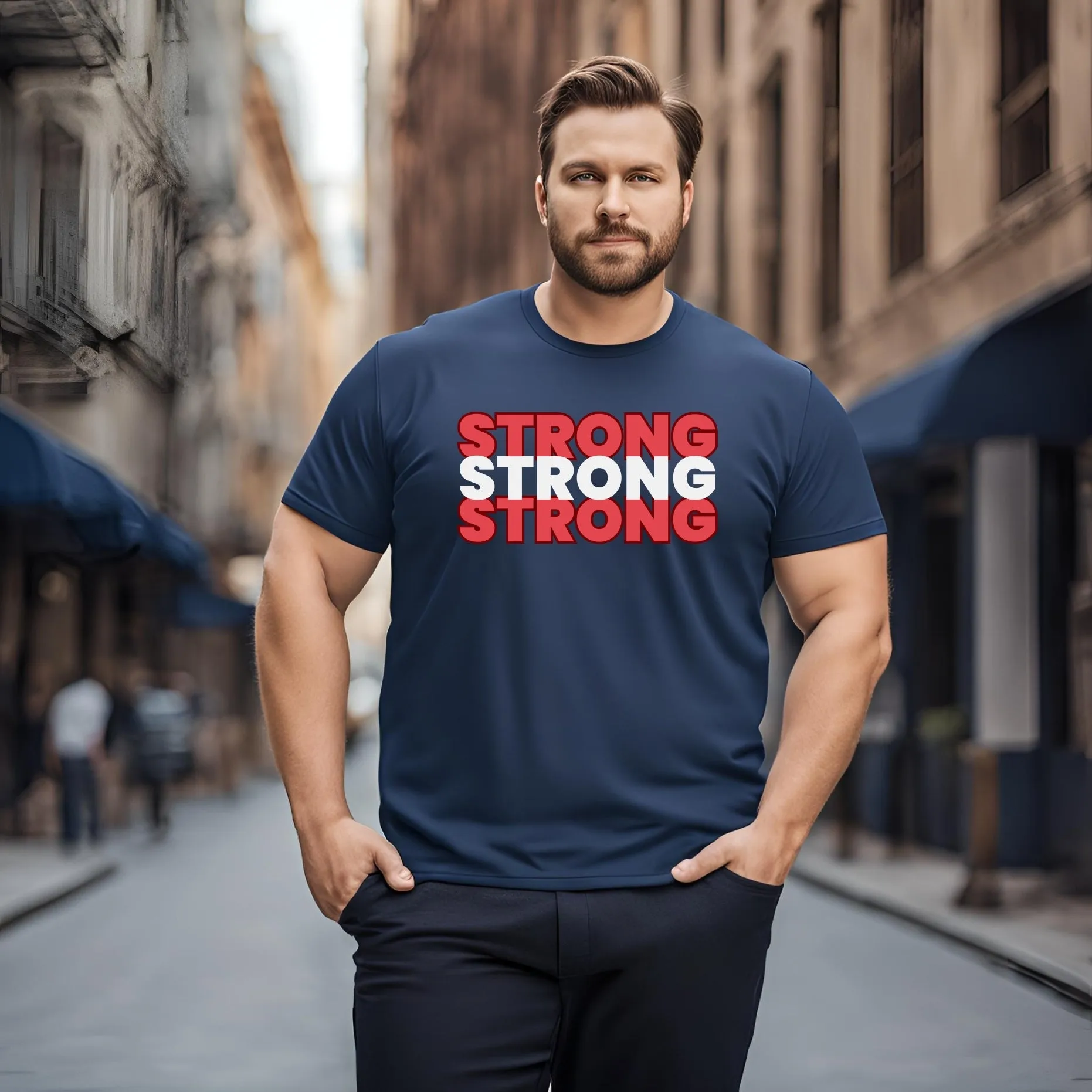 KART BLACK Men's Plus Size Navy Color Tshirts | Regular Fit Round Neck Cotton Tshirts | NVY-3 STRONG