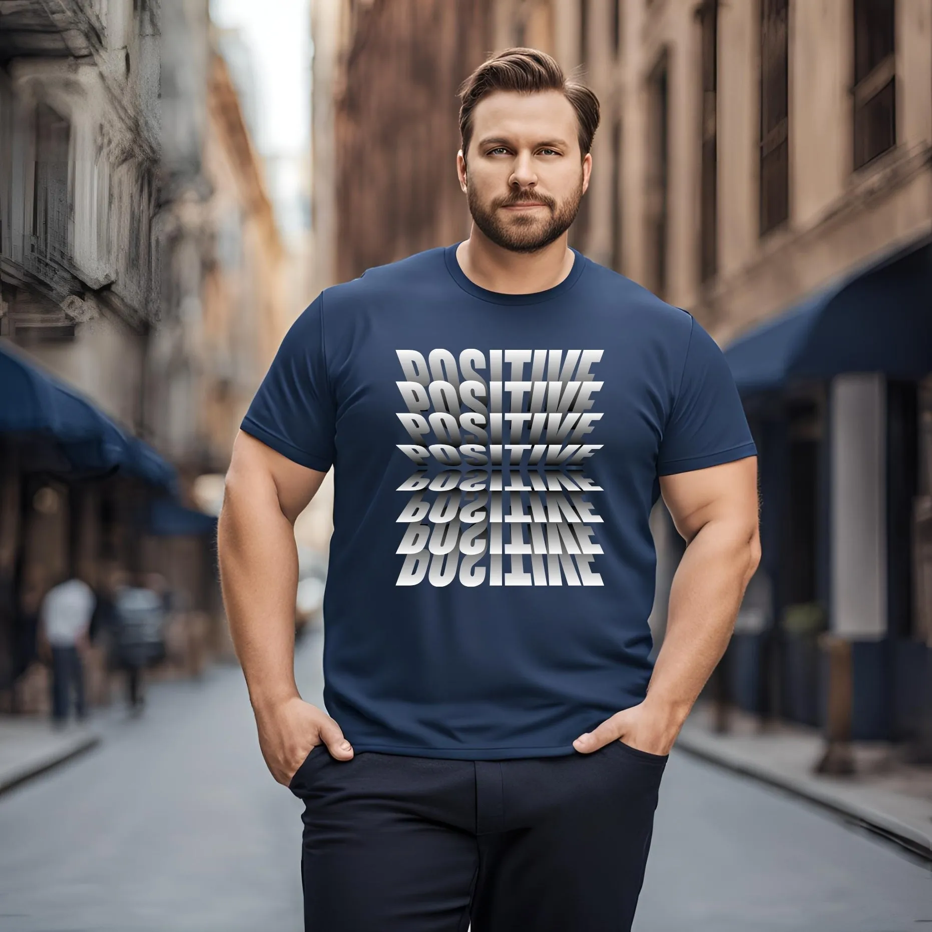 KART BLACK Men's Plus Size Navy Color Tshirts | Regular Fit Round Neck Cotton Tshirts | NVY-POSSITIVE