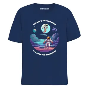 KART BLACK Men's Plus Size Navy Color Tshirts | Regular Fit Round Neck Cotton Tshirts | NVY-SKY SPACE