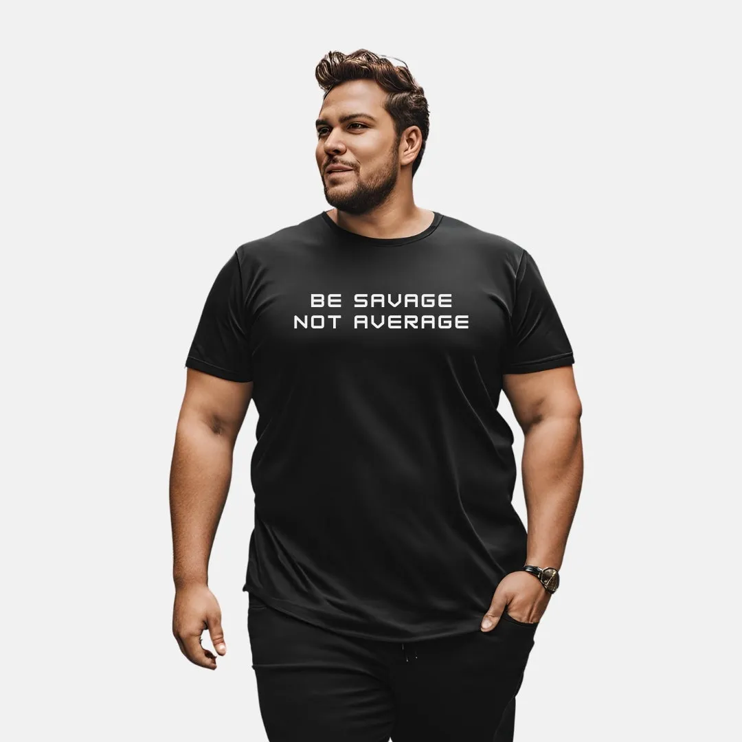 Kart Black Men's Plus Size Regular Fit Cotton Tshirts | MT-PLUS-BLK-SAVAGE_3XL