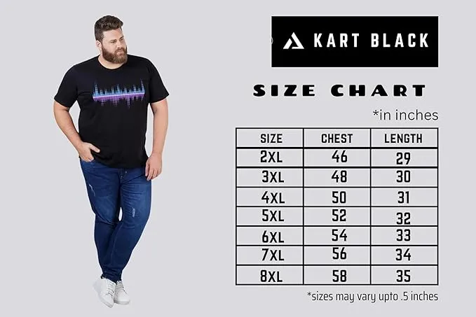 Kart Black Men's Plus Size Regular Fit Cotton Tshirts | MT-PLUS-BLK-SAVAGE_3XL