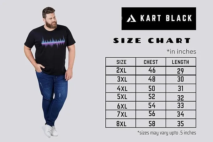 KART BLACK Men's Plus Size Tshirts | Regular Fit Round Neck Cotton Tshirts |MRN_SHIELD_3XL