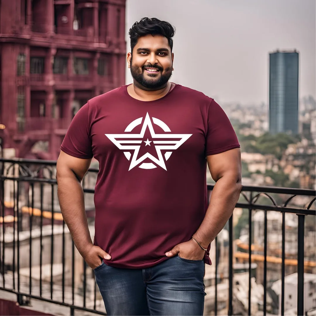 KART BLACK Men's Plus Size Tshirts | Regular Fit Round Neck Cotton Tshirts |MRN_SHIELD_3XL