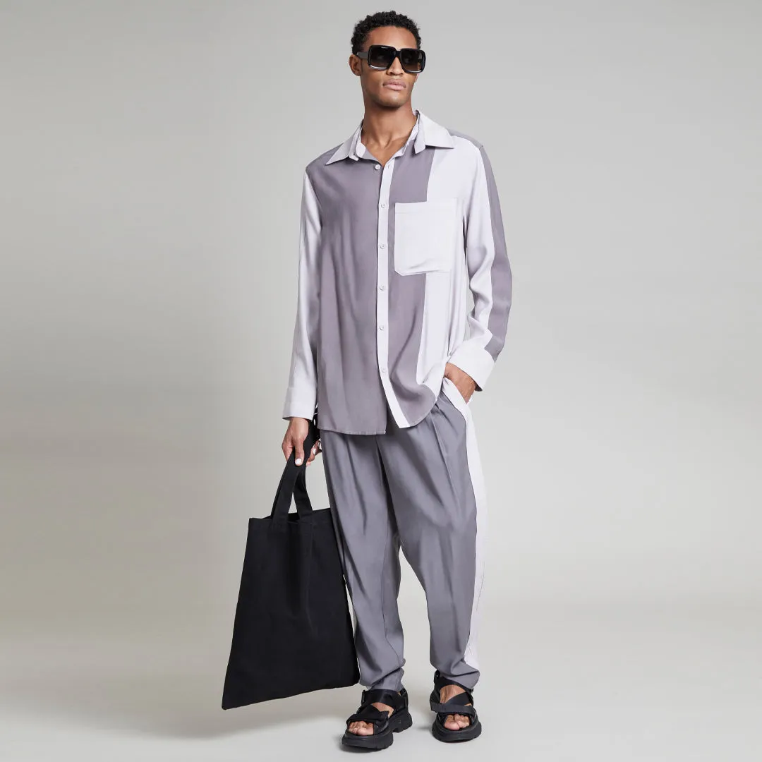 KEEGAN TOP WITH CONVERTIBLE COLLAR CHARCOAL GRAY & SILVER MINK
