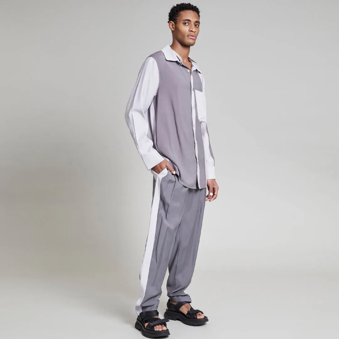 KEEGAN TOP WITH CONVERTIBLE COLLAR CHARCOAL GRAY & SILVER MINK