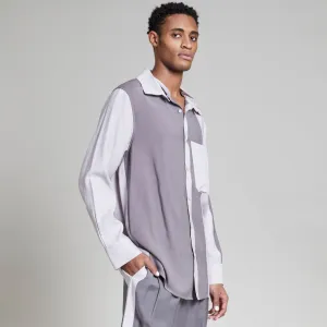 KEEGAN TOP WITH CONVERTIBLE COLLAR CHARCOAL GRAY & SILVER MINK