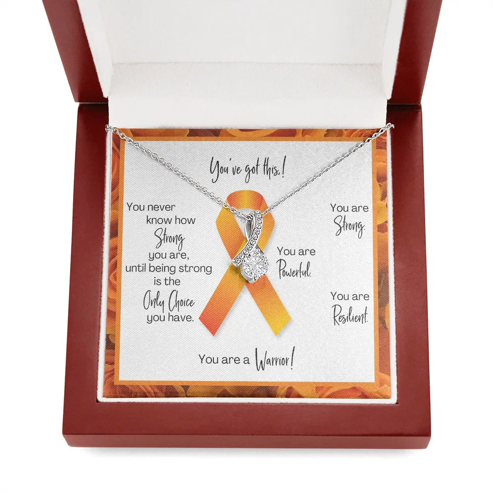 Kidney Cancer Warrior | Ribbon Necklace | Gift for Survivor, Fighter, Support