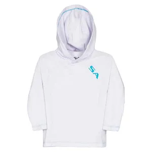 Kids Perf Hood Long Sleeve | White | 2 Logo