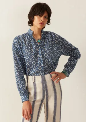 Kiki Indigo Mosaic Shirt, Blue Indigo