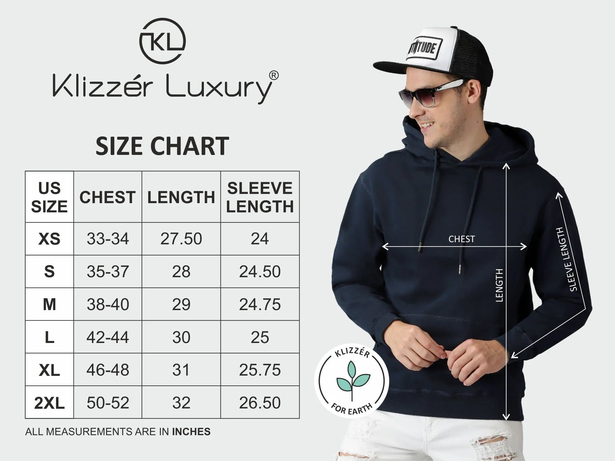 Klizzer Luxury Men's 100% Cotton Pullover Hoodie, Fleece Heavyweight Hooded Sweatshirt With Front Pocket (Navy Blue, M)