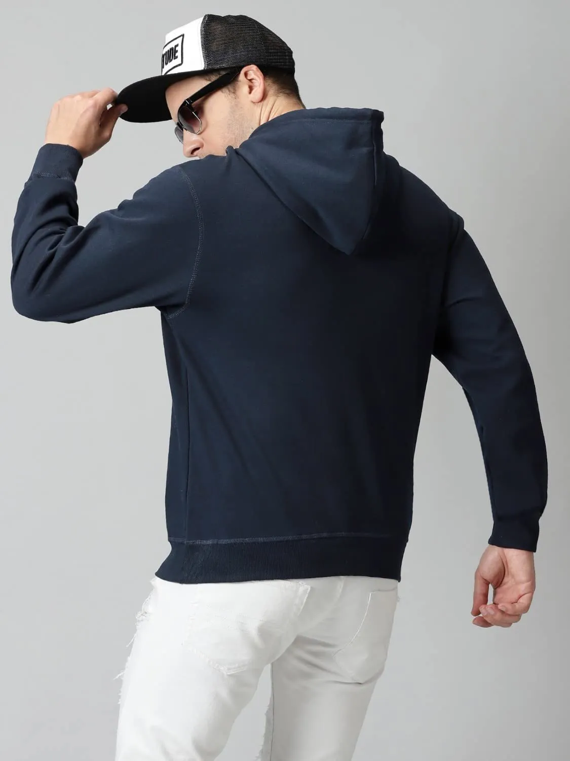 Klizzer Luxury Men's 100% Cotton Pullover Hoodie, Fleece Heavyweight Hooded Sweatshirt With Front Pocket (Navy Blue, M)