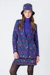 Knitted Blazer, Floral Pattern - Black