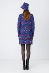 Knitted Blazer, Floral Pattern - Black