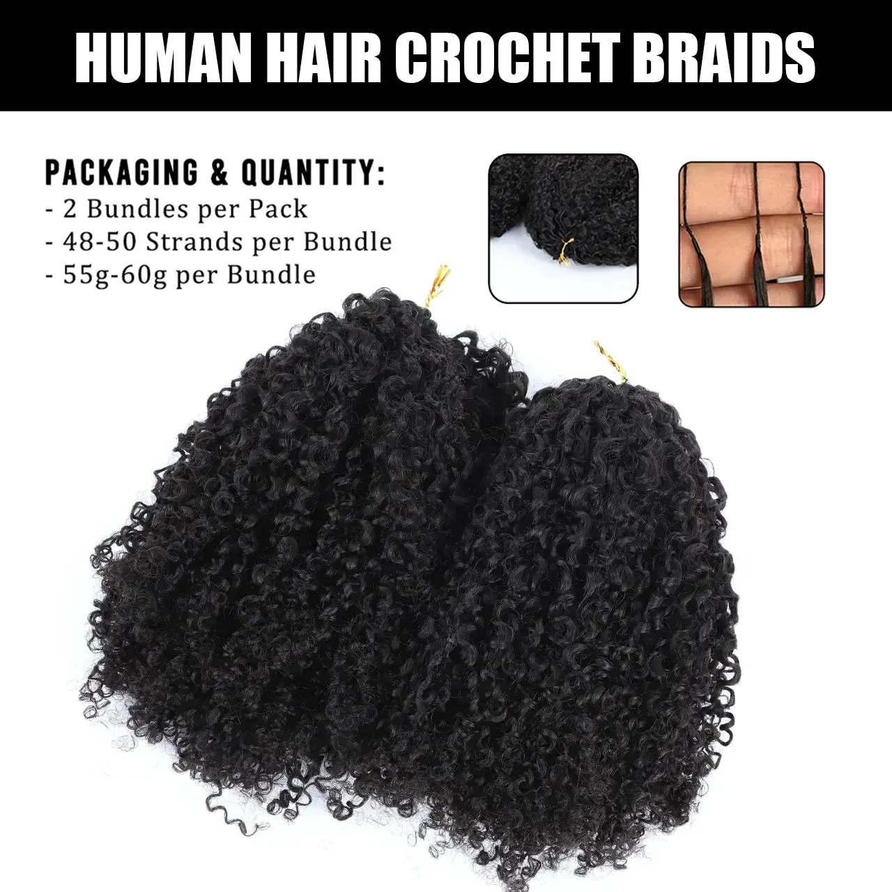 Knotless Pre-Separated Feather Crochet Hair Extension Tight Curly Human Hair