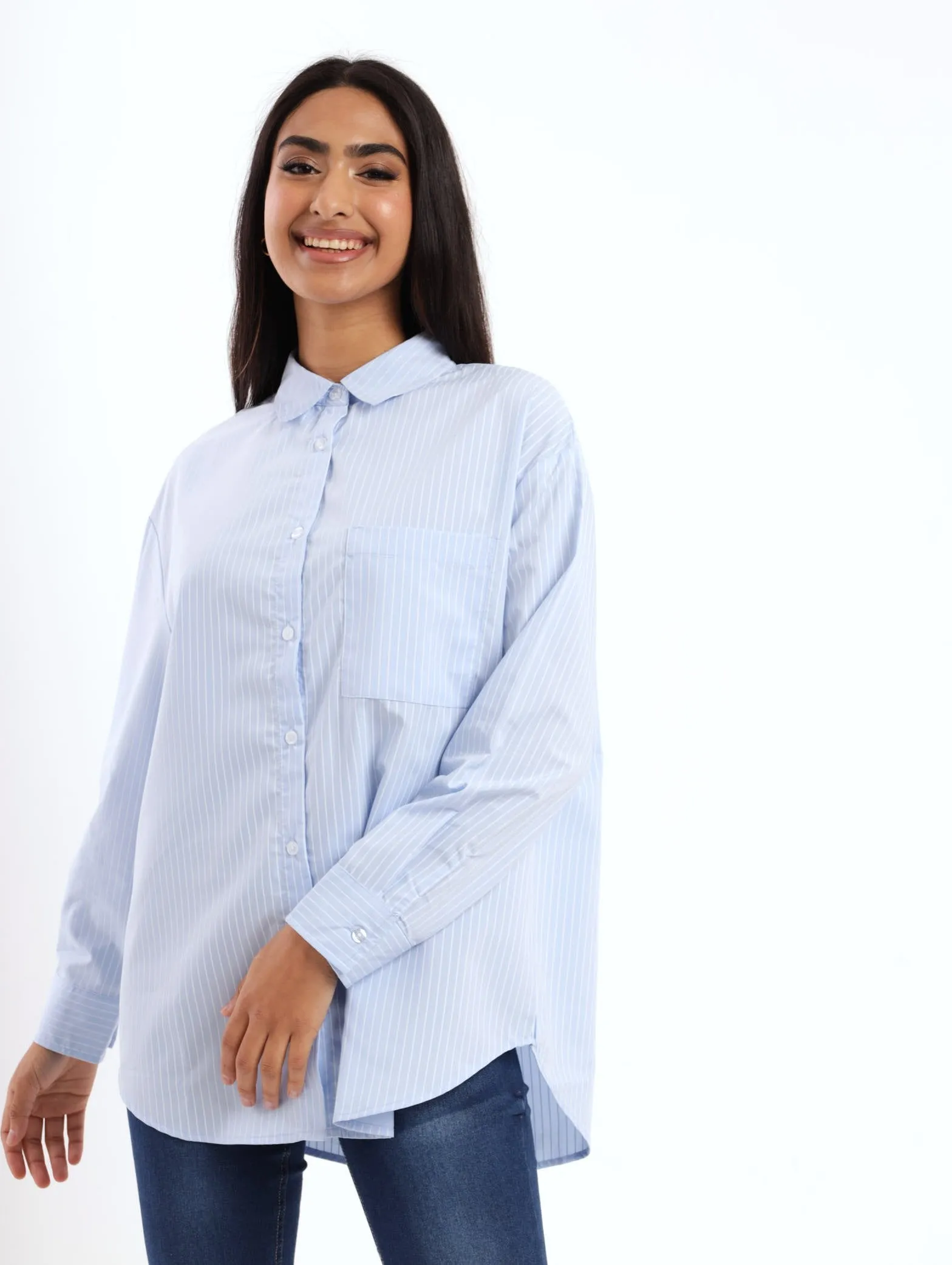 Ladies Relaxed Printed Cotton Shirt
