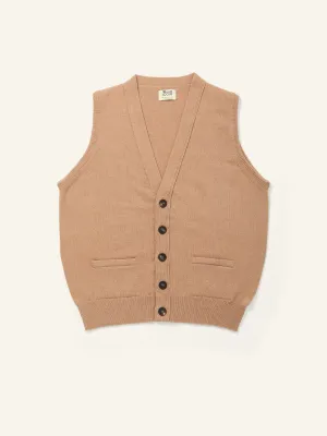 Lambswool Sleeveless Cardigan Camel