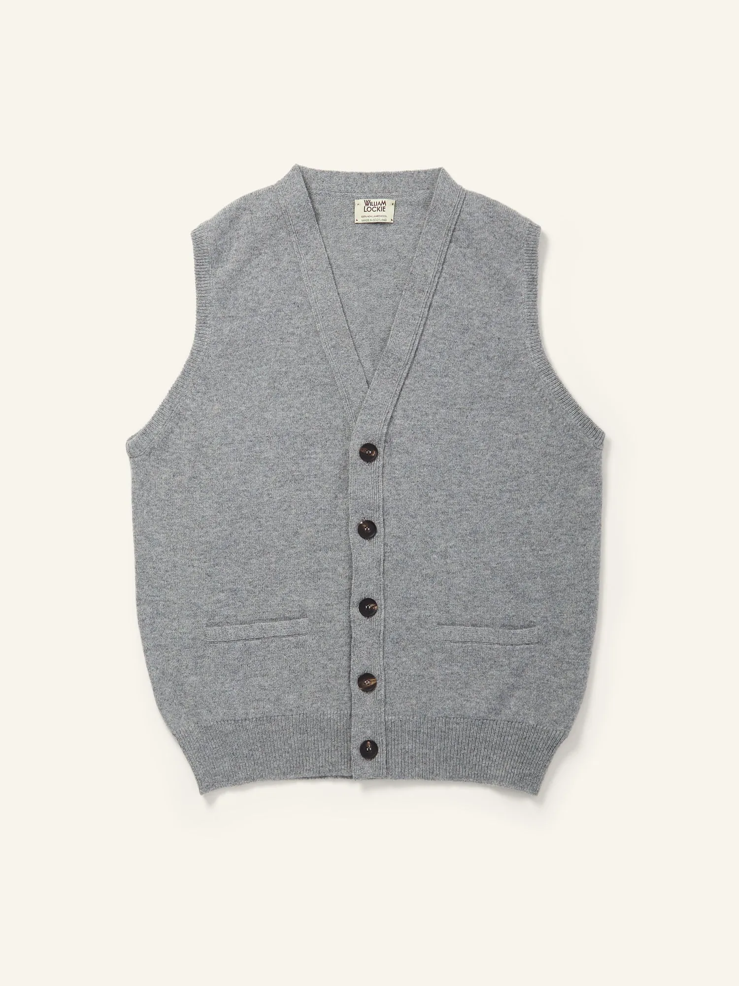 Lambswool Sleeveless Cardigan Flannel